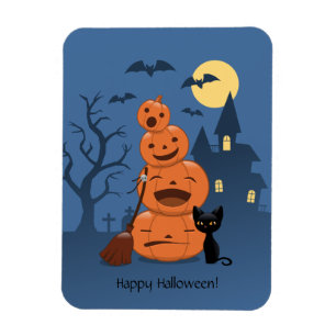 Halloween Pumpkins und Black Cat Magnet