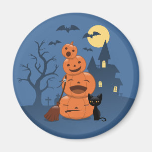 Halloween Pumpkins und Black Cat Magnet