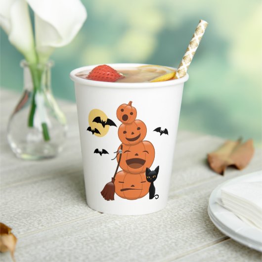 Halloween Pumpkins und Black Cat Pappbecher (In Situ)