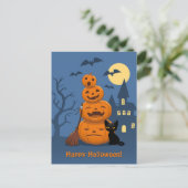 Halloween Pumpkins und Black Cat Postkarte (Stehend Vorderseite)