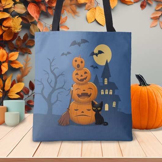 Halloween Pumpkins und Black Cat Tasche