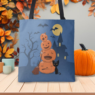 Halloween Pumpkins und Black Cat Tasche