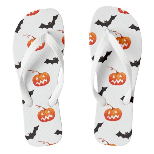 Halloween Pumpkins und Fledermäuse, Trick oder Tre Badesandalen (Fußbett)