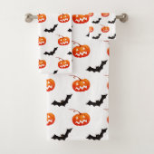 Halloween Pumpkins und Fledermäuse, Trick oder Tre Badhandtuch Set (Insitu)