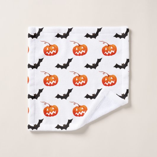 Halloween Pumpkins und Fledermäuse, Trick oder Tre Badhandtuch Set (Waschlappen)