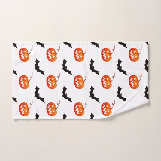 Halloween Pumpkins und Fledermäuse, Trick oder Tre Badhandtuch Set (Handtuch)