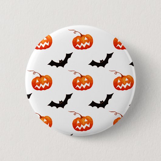 Halloween Pumpkins und Fledermäuse, Trick oder Tre Button (Vorderseite)