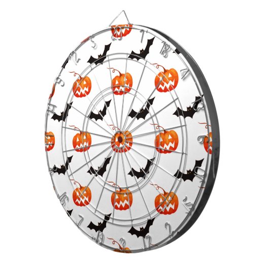 Halloween Pumpkins und Fledermäuse, Trick oder Tre Dartscheibe (Vorderseite rechts)