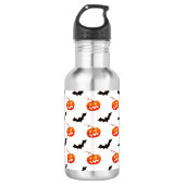 Halloween Pumpkins und Fledermäuse, Trick oder Tre Edelstahlflasche (Vorderseite)
