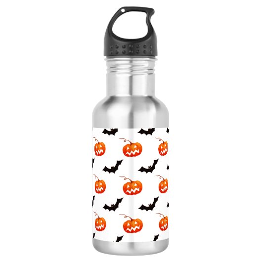 Halloween Pumpkins und Fledermäuse, Trick oder Tre Edelstahlflasche (Vorderseite)