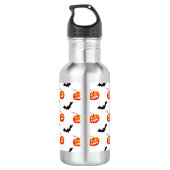 Halloween Pumpkins und Fledermäuse, Trick oder Tre Edelstahlflasche (Rückseite)