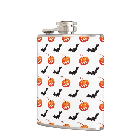 Halloween Pumpkins und Fledermäuse, Trick oder Tre Flachmann (Links)