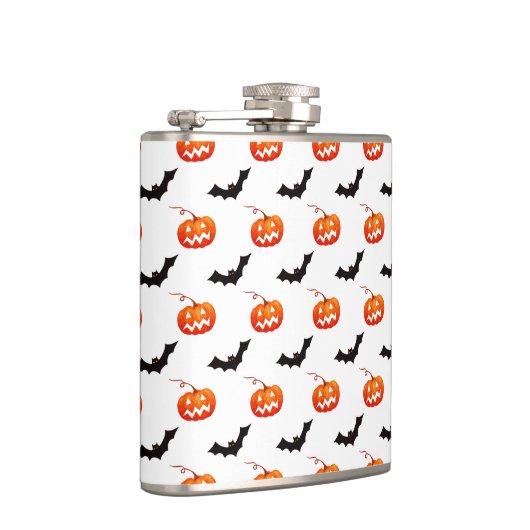 Halloween Pumpkins und Fledermäuse, Trick oder Tre Flachmann (Rechts)