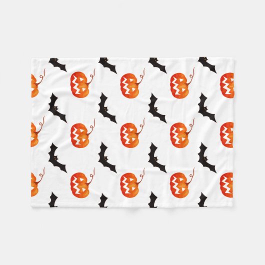 Halloween Pumpkins und Fledermäuse, Trick oder Tre Fleecedecke (Vorderseite (Horizontal))