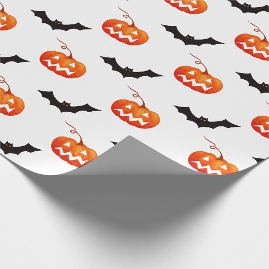 Halloween Pumpkins und Fledermäuse, Trick oder Tre Geschenkpapier (Ecke)