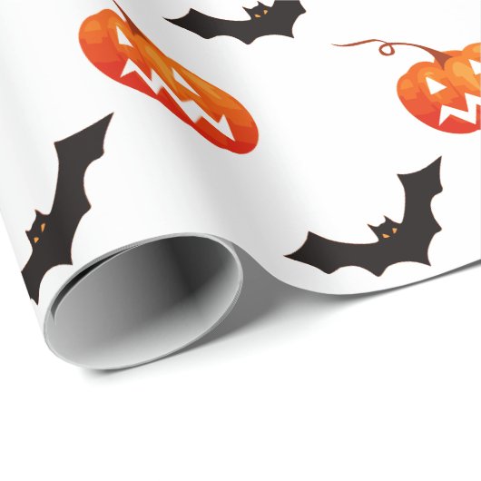 Halloween Pumpkins und Fledermäuse, Trick oder Tre Geschenkpapier (Rolleneckpunkt)
