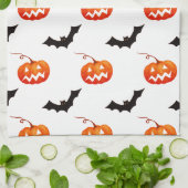 Halloween Pumpkins und Fledermäuse, Trick oder Tre Geschirrtuch (Gefaltet)