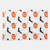 Halloween Pumpkins und Fledermäuse, Trick oder Tre Geschirrtuch (Horizontal)