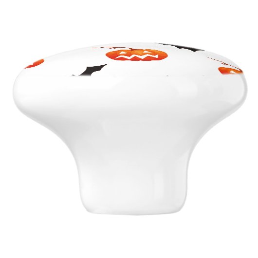 Halloween Pumpkins und Fledermäuse, Trick oder Tre Keramikknauf (Seitenansicht)