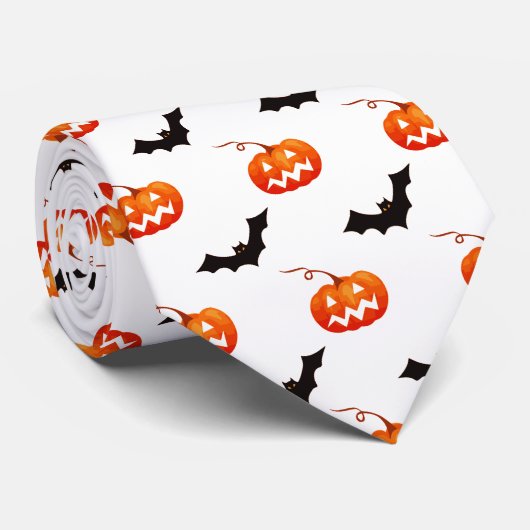 Halloween Pumpkins und Fledermäuse, Trick oder Tre Krawatte (Gerollt)