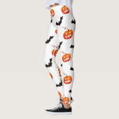 Halloween Pumpkins und Fledermäuse, Trick oder Tre Leggings (Links)