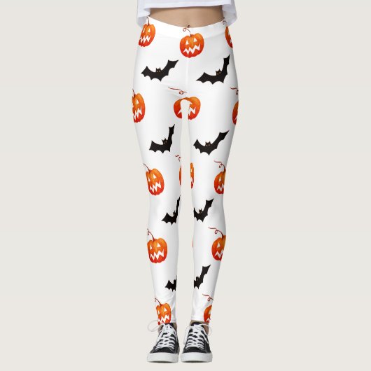 Halloween Pumpkins und Fledermäuse, Trick oder Tre Leggings (Vorderseite)