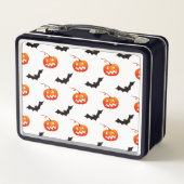 Halloween Pumpkins und Fledermäuse, Trick oder Tre Metall Brotdose (Rückseite)