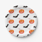 Halloween Pumpkins und Fledermäuse, Trick oder Tre Pappteller (Vorderseite)