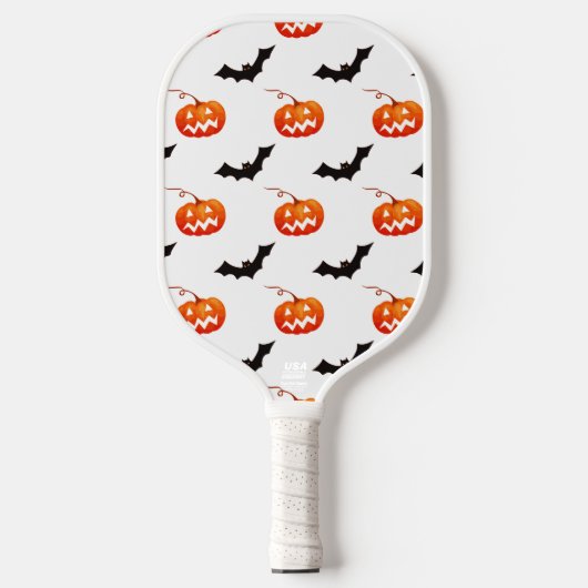 Halloween Pumpkins und Fledermäuse, Trick oder Tre Pickleball Schläger (Vorderseite)