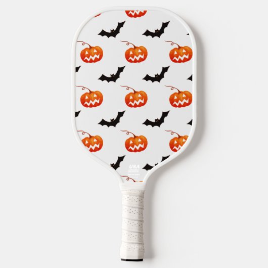 Halloween Pumpkins und Fledermäuse, Trick oder Tre Pickleball Schläger (Rückseite)