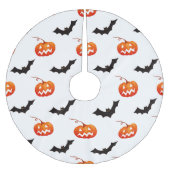 Halloween Pumpkins und Fledermäuse, Trick oder Tre Polyester Weihnachtsbaumdecke (Vorderseite)
