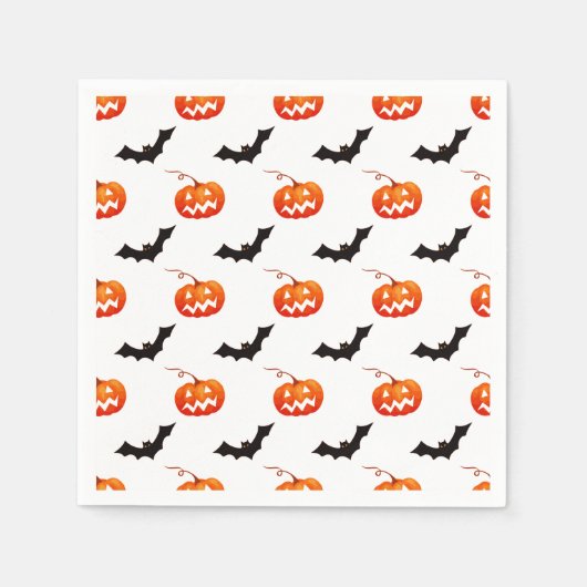 Halloween Pumpkins und Fledermäuse, Trick oder Tre Serviette (Vorderseite)