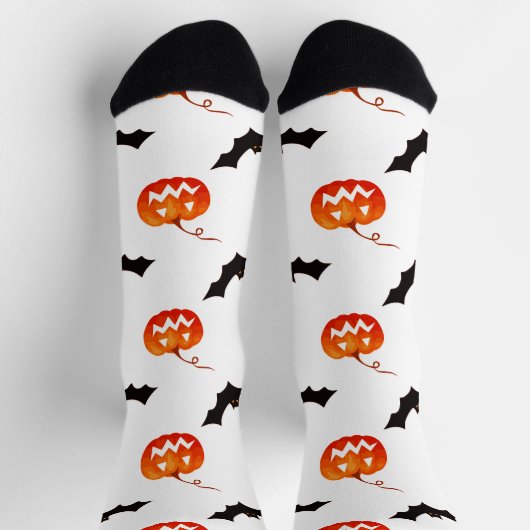 Halloween Pumpkins und Fledermäuse, Trick oder Tre Socken (Oben)