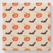 Halloween Pumpkins und Fledermäuse, Trick oder Tre Steinuntersetzer (Vorderseite)