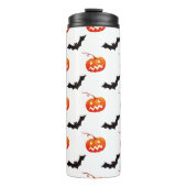 Halloween Pumpkins und Fledermäuse, Trick oder Tre Thermosbecher (Vorderseite)