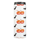 Halloween Pumpkins und Fledermäuse, Trick oder Tre Thermosbecher (Rückseite)