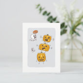 Halloween Pumpkins und Ghosts Postcard Postkarte (Stehend Vorderseite)