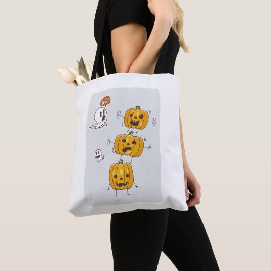 Halloween Pumpkins und Ghosts Tote Bag Tasche (Von Nahem)