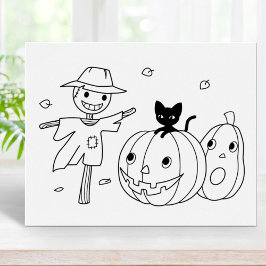 Halloween Pumpkins und Scarecrow Coloring Page Poster