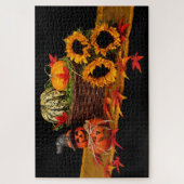 Halloween Pumpkins und Sonnenblumen Jigsaw Puzzle (Vertikal)