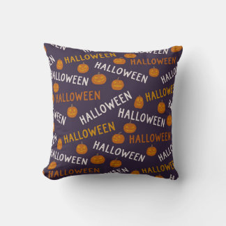 Halloween Pumpkins und Typografie-Muster Kissen