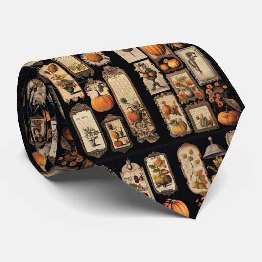 Halloween Pumpkins Vintage Tags Krawatte (Gerollt)