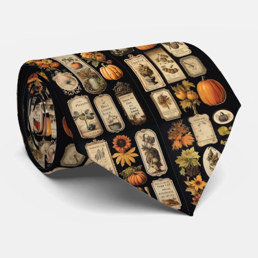 Halloween Pumpkins Vintage Tags Krawatte (Gerollt)