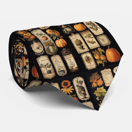 Halloween Pumpkins Vintage Tags Krawatte (Gerollt)