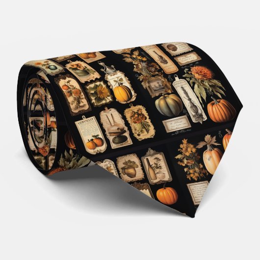 Halloween Pumpkins Vintage Tags Krawatte (Gerollt)