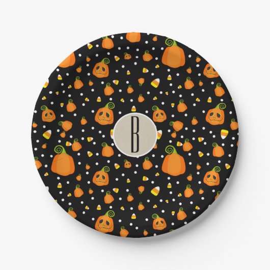 Halloween Pumpkins Whimsisches Pattern Party Pappteller (Vorderseite)