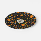 Halloween Pumpkins Whimsisches Pattern Party Pappteller (Schrägansicht)