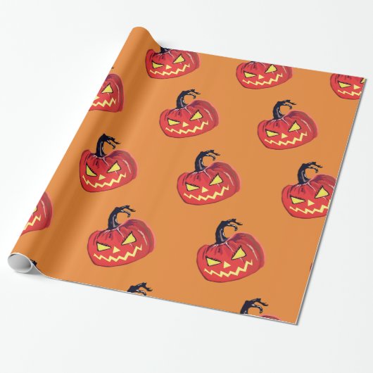 Halloween Pumpkins Wrapping Paper Geschenkpapier (Ungerollt)