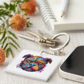 Halloween Puppy #3 Digitale Kunst Schlüsselanhänger (Vorderseite rechts)