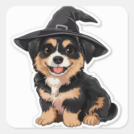 Halloween Puppy Quadratischer Aufkleber
